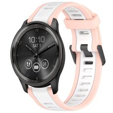 Per cinturino in silicone strutturato bicolore Garmin VivoMove Trend da 20 mm (bianco + rosa)