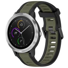 Per cinturino in silicone strutturato bicolore Garmin Vivoactive 3 20mm (verde + nero)