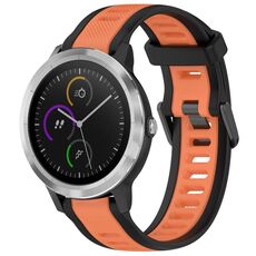 Per cinturino in silicone strutturato bicolore Garmin Vivoactive 3 da 20 mm (arancione + nero)