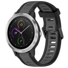 Per cinturino in silicone strutturato bicolore Garmin Vivoactive 3 20mm (grigio + nero)