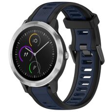 Per cinturino in silicone testurizzato bicolore Garmin Vivoactive 3 da 20 mm (blu notte + nero)