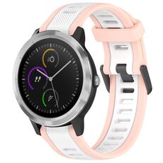 Per cinturino in silicone strutturato bicolore Garmin Vivoactive 3 20mm (bianco + rosa)