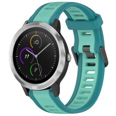 Per cinturino per orologio in silicone testurizzato bicolore Garmin Vivoactive 3 da 20 mm (verde acqua)