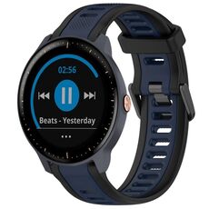 Per cinturino in silicone strutturato bicolore Garmin Vivoactive3 Music da 20 mm (blu notte + nero)