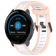 Per cinturino in silicone testurizzato bicolore Garmin Vivoactive3 Music da 20 mm (bianco + rosa)