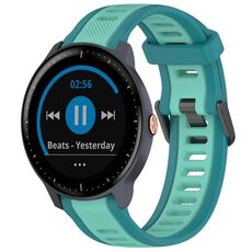Per cinturino per orologio in silicone testurizzato bicolore Garmin Vivoactive3 Music da 20 mm (verde acqua)