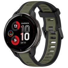 Per cinturino in silicone strutturato bicolore Garmin Venu 2 Plus da 20 mm (verde + nero)