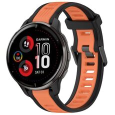 Per cinturino in silicone strutturato bicolore Garmin Venu 2 Plus da 20 mm (arancione + nero)