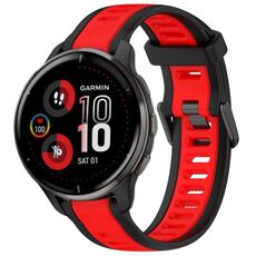 Per cinturino in silicone strutturato bicolore Garmin Venu 2 Plus da 20 mm (rosso + nero)