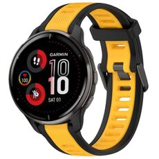 Per cinturino in silicone strutturato bicolore Garmin Venu 2 Plus da 20 mm (giallo + nero)