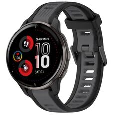 Per cinturino in silicone strutturato bicolore Garmin Venu 2 Plus da 20 mm (grigio + nero)
