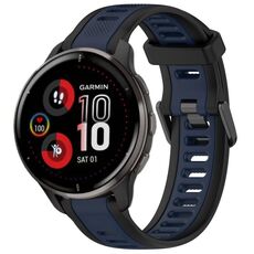 Per cinturino in silicone strutturato bicolore Garmin Venu 2 Plus da 20 mm (blu notte + nero)