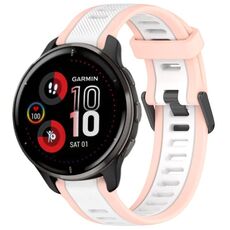 Per cinturino in silicone strutturato bicolore Garmin Venu 2 Plus da 20 mm (bianco + rosa)