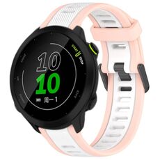 Per cinturino in silicone strutturato bicolore Garmin Forerunner 158 da 20 mm (bianco + rosa)