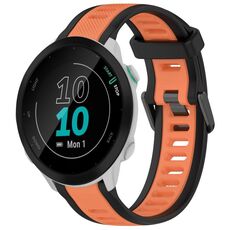 Per cinturino in silicone strutturato bicolore Garmin Forerunner 55 da 20 mm (arancione + nero)