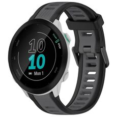 Per cinturino in silicone strutturato bicolore Garmin Forerunner 55 da 20 mm (grigio + nero)