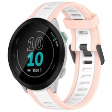 Per cinturino in silicone strutturato bicolore Garmin Forerunner 55 da 20 mm (bianco + rosa)