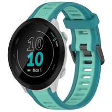 Per cinturino per orologio in silicone strutturato bicolore Garmin Forerunner 55 da 20 mm (verde acqua)