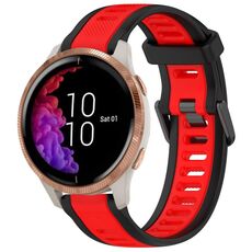 Per cinturino in silicone strutturato bicolore Garmin Venu da 20 mm (rosso + nero)