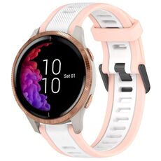 Per cinturino in silicone testurizzato bicolore Garmin Venu da 20 mm (bianco + rosa)