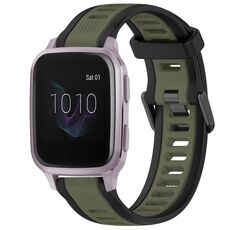 Per cinturino in silicone strutturato bicolore Garmin Venu SQ da 20 mm (verde + nero)
