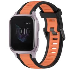 Per cinturino in silicone strutturato bicolore Garmin Venu SQ da 20 mm (arancione + nero)