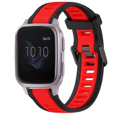 Per cinturino in silicone strutturato bicolore Garmin Venu SQ da 20 mm (rosso + nero)