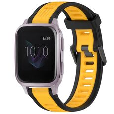 Per cinturino in silicone strutturato bicolore Garmin Venu SQ da 20 mm (giallo + nero)