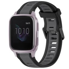 Per cinturino in silicone strutturato bicolore Garmin Venu SQ da 20 mm (grigio + nero)