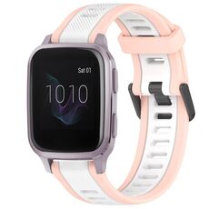 Per cinturino in silicone testurizzato bicolore Garmin Venu SQ da 20 mm (bianco + rosa)