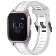 Per cinturino in silicone testurizzato bicolore Garmin Venu SQ da 20 mm (bianco + grigio)