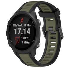 Per Garmin Forerunner 245/245 Music 20mm cinturino in silicone strutturato bicolore (verde + nero)