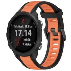 Per Garmin Forerunner 245/245 Music 20mm cinturino in silicone strutturato bicolore (arancione + nero)