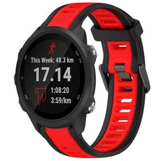 Per Garmin Forerunner 245/245 Music 20mm cinturino in silicone strutturato bicolore (rosso + nero)