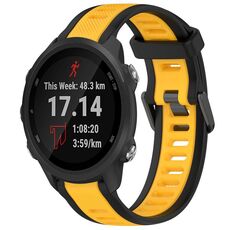 Per Garmin Forerunner 245/245 Music 20mm cinturino in silicone strutturato bicolore (giallo + nero)