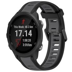 Per Garmin Forerunner 245/245 Music 20mm cinturino in silicone strutturato bicolore (grigio + nero)
