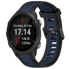 Per Garmin Forerunner 245/245 Music 20mm cinturino in silicone strutturato bicolore (blu notte + nero)