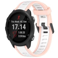 Per Garmin Forerunner 245/245 Music 20mm cinturino in silicone strutturato bicolore (bianco + rosa)