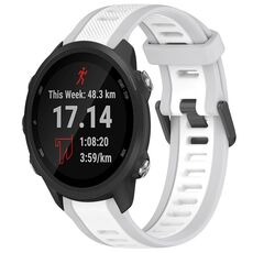 Per Garmin Forerunner 245/245 Music 20mm cinturino in silicone strutturato bicolore (bianco + grigio)