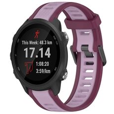 Cinturino per orologio in silicone strutturato bicolore da 20 mm per Garmin Forerunner 245/245 Music (viola)