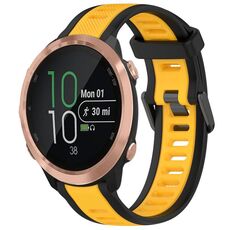 Per Garmin Forerunner 645/645 Music 20mm cinturino in silicone strutturato bicolore (giallo + nero)