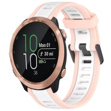 Per Garmin Forerunner 645/645 Music 20mm cinturino in silicone strutturato bicolore (bianco + rosa)