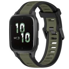 Per cinturino per orologio in silicone testurizzato bicolore Garmin Forerunner Sq2 / Sq2 Music da 20 mm (verde + nero)