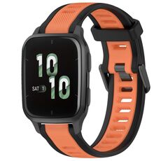 Per cinturino per orologio in silicone testurizzato bicolore Garmin Forerunner Sq2 / Sq2 Music da 20 mm (arancione + nero)