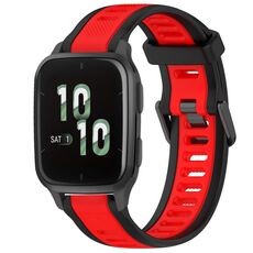Per cinturino per orologio in silicone testurizzato bicolore Garmin Forerunner Sq2 / Sq2 Music da 20 mm (rosso + nero)