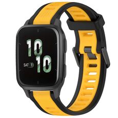 Per cinturino per orologio in silicone testurizzato bicolore Garmin Forerunner Sq2 / Sq2 Music da 20 mm (giallo + nero)