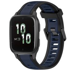 Per cinturino per orologio in silicone testurizzato bicolore Garmin Forerunner Sq2 / Sq2 Music da 20 mm (blu notte + nero)
