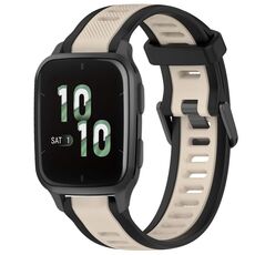 Per cinturino per orologio in silicone testurizzato bicolore Garmin Forerunner Sq2 / Sq2 Music da 20 mm (Starlight + nero)