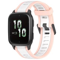 Per cinturino per orologio in silicone testurizzato bicolore Garmin Forerunner Sq2 / Sq2 Music da 20 mm (bianco+rosa)