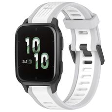 Per cinturino per orologio in silicone testurizzato bicolore Garmin Forerunner Sq2 / Sq2 Music da 20 mm (bianco + grigio)